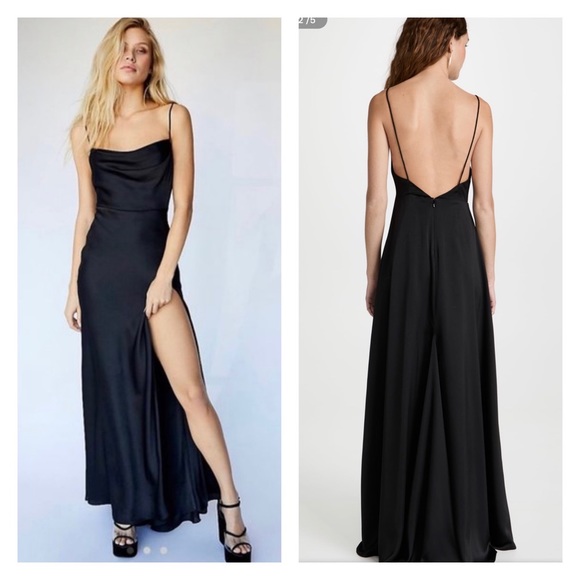 FAME AND PARTNERS Free People Rosabel High Slit Maxi Dress Black Size 2 - Picture 1 of 8